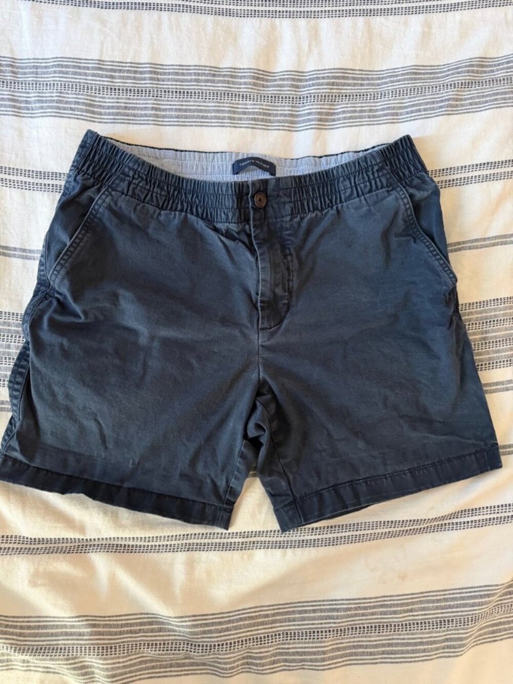 Tommy Hilfiger Navy Pull On Chino Shorts Elastic Waist Men's M
